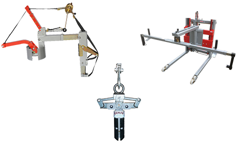 Coil clamps and manipulator arms on a hoist or jib 